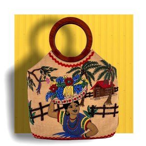 Vintage ISABELLA FIORE Colorful Beaded Lady Tote